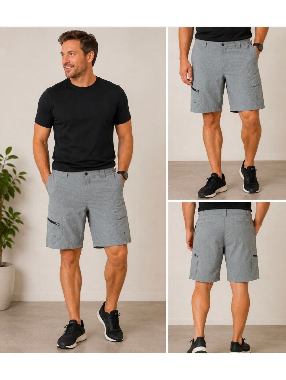 Denali Men’s Size 38 Gray Performance Cargo Shorts Stretch Hiking Fishing